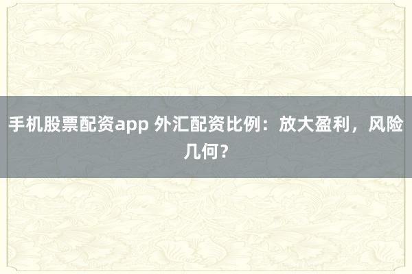 手机股票配资app 外汇配资比例：放大盈利，风险几何？