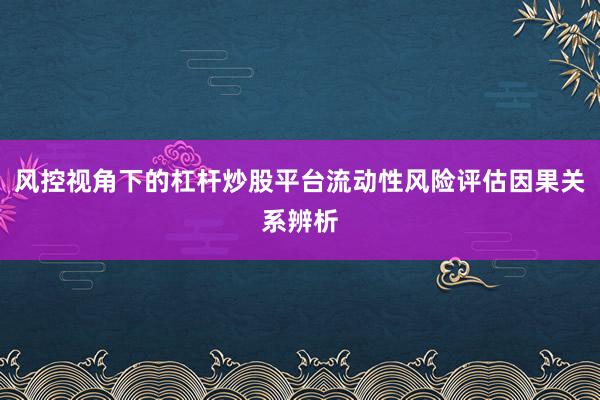 风控视角下的杠杆炒股平台流动性风险评估因果关系辨析