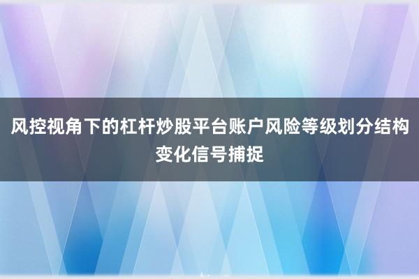 风控视角下的杠杆炒股平台账户风险等级划分结构变化信号捕捉