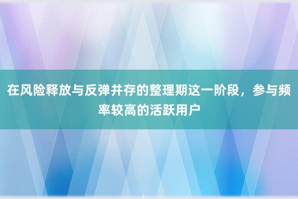 在风险释放与反弹并存的整理期这一阶段，参与频率较高的活跃用户