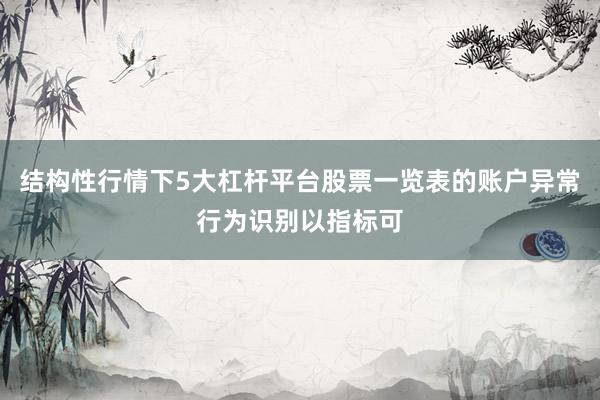 结构性行情下5大杠杆平台股票一览表的账户异常行为识别以指标可