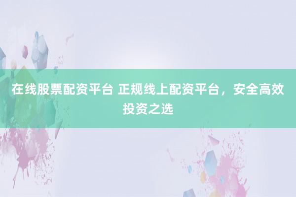 在线股票配资平台 正规线上配资平台，安全高效投资之选